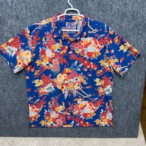 Retro Rifle Romeo button up Hawaiian shirt floral men's size 3XL